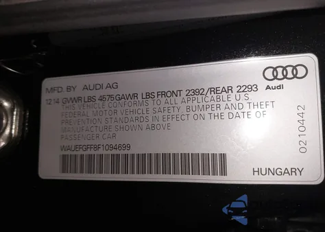 2015 Audi A3 2.0T Premium z USA, uszkodzony, nr VIN WAUEFGFF8F1094699